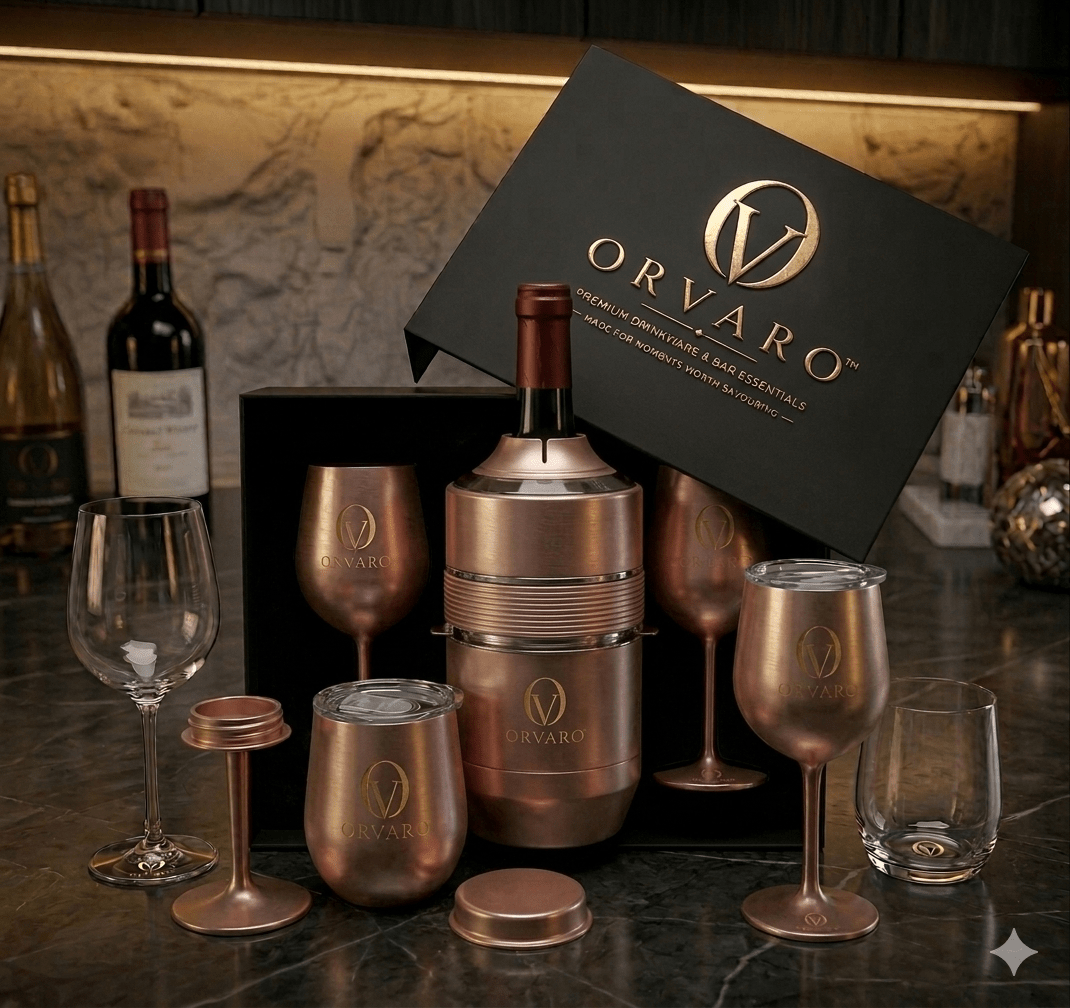 Orvaro premium wine chiller gift set presentation